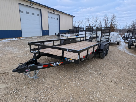 New 2026 H&H 82 x 18 Heavy Duty Rail Side Landscape with 10K GVWR - Tandem Axles -Black