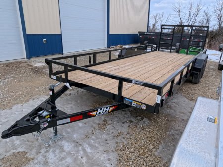 New 2026 H&H 82 x 20 Rail Side Utility -7K GVWR, Tandem with Ladder Style Ramp - Black