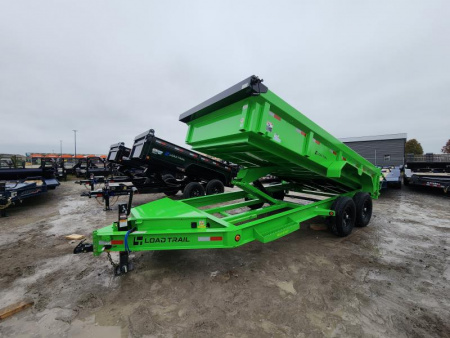 New 2025 Load Trail 7x16 Dump Trailer 24  Sides Stabilizer Jack Green Slide in Ramps
