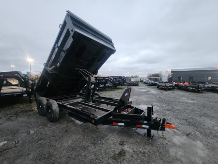 New 2025 Iron Bull 7X14 Dump Trailer 14999 GVWR Slide in Ramps Spreader Gate