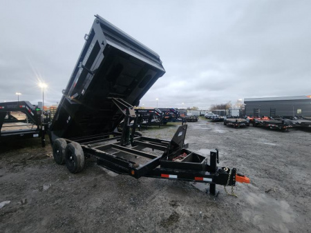 New 2025 Iron Bull 7x16 Dump Trailer 14k GVWR Slide in Ramps Spreader Gate