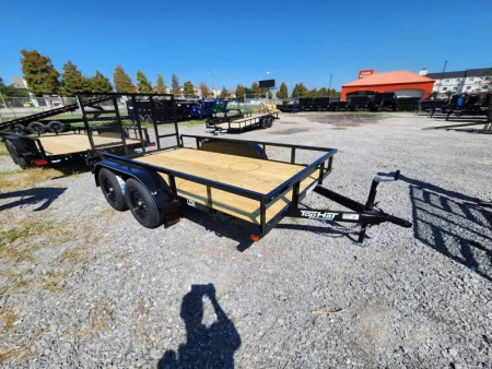 New 2025 Top Hat Trailers 77 x12' Rear Gate Square Tube Springs Double Axles Utility Trailer