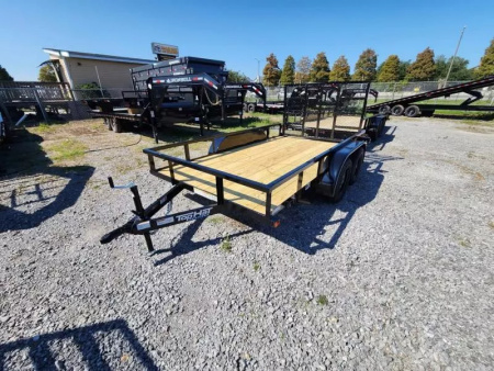 New 2025 Top Hat Trailers 77"x12' Rear Gate Square Tube Springs Double Axles Utility Trailer