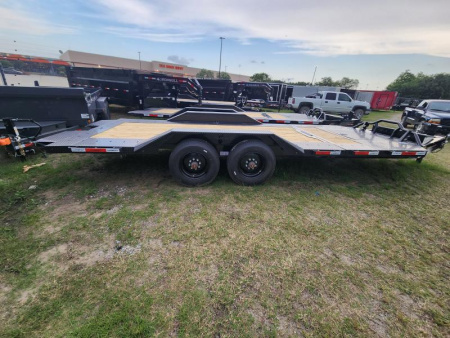New 2025 Horizon Trailers 22'x102" Drive Over Fenders Tilt Gravity With 21k Gvwr With 10k Axles Super Single Wheel Stationary Deck Tool Box in Deck Pipe Top Front Shield HETBP-22' 10K Equipment Trailer