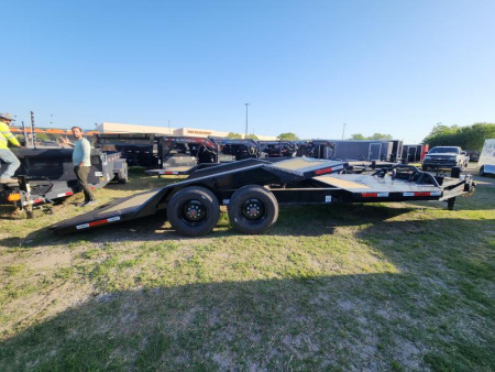 New 2025 Horizon Trailers 22'x102" Drive Over Fenders Tilt Gravity With 21k Gvwr With 10k Axles Super Single Wheel Stationary Deck Tool Box in Deck Pipe Top Front Shield HETBP-22' 10K Equipment Trailer