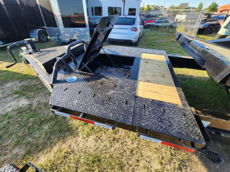 New 2025 Horizon Trailers 22'x102" Drive Over Fenders Tilt Gravity With 21k Gvwr With 10k Axles Super Single Wheel Stationary Deck Tool Box in Deck Pipe Top Front Shield HETBP-22' 10K Equipment Trailer