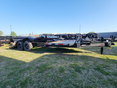 New 2025 Horizon Trailers 22'x102  Drive Over Fenders Tilt Gravity With 21k Gvwr With 10k Axles Super Single Wheel Stationary Deck Tool Box in Deck Pipe Top Front Shield HETBP-22' 10K Equipment Trailer