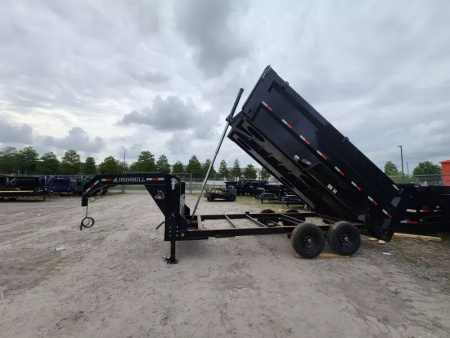 New 2026 Iron Bull Gooseneck Dump Trailer Telescopic 7x16 With 4' Sides 14999# Gvwr Spreader Gate Slide in Ramps Tarp Kit 7Ga Floor I Beam Frame