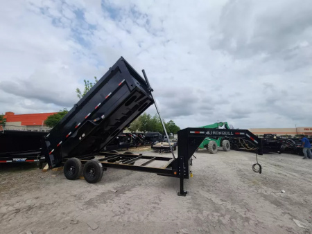 New 2026 Iron Bull Gooseneck Dump Trailer Telescopic 7x16 With 4' Sides 14999# Gvwr Spreader Gate Slide in Ramps Tarp Kit 7Ga Floor I Beam Frame