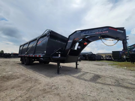 New 2026 Horizon Trailers HZHGN- 8.5x20' With 4' 10K Axles 25k Gvwr Dump Trailer Telescopic With Crank Tarp System Slide in Ramps With Spreader Gate