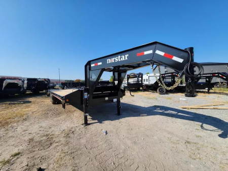 New 2026 Norstar 25' (20+5) Goose neck Flatbed Trailer With Dual Wheel 10k Axles 22k Gvwr