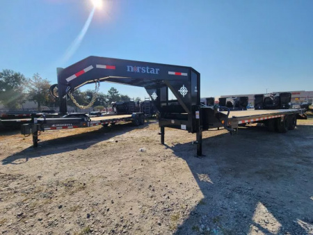 New 2026 Norstar 25' (20+5) Goose neck Flatbed Trailer With Dual Wheel 10k Axles 22k Gvwr