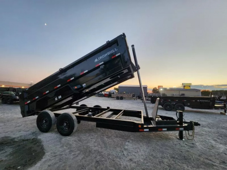 New 2026 Iron Bull 83x16 With 3' Sides Telescopic Dump Trailer Aluminum Slide in Ramps Spreader Gate 7 Ga Floor With 14999 Gvwr