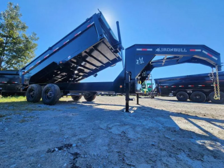 New 2026 Iron Bull 83x16' With 3' Sides With Heavy Axles  21k Gvwr Super Single Wheel 10k Axles Telescopic Gooseneck Dump Trailer