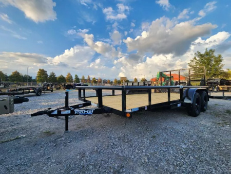 New 2026 Top Hat Trailers PIPE TOP 83 X16' Rear Gate Square Tube 7k GvwrUtility Trailer