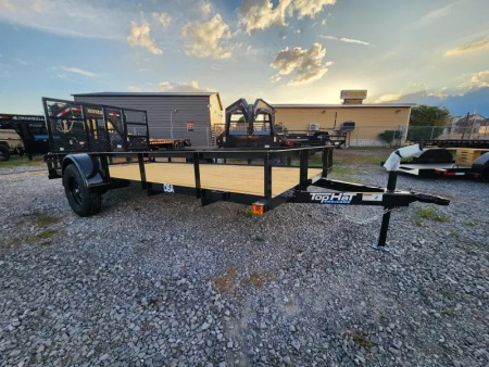 New 2026 Top Hat Trailers 77"x14' Square Tube Rear Gate and Rails Utility Trailer