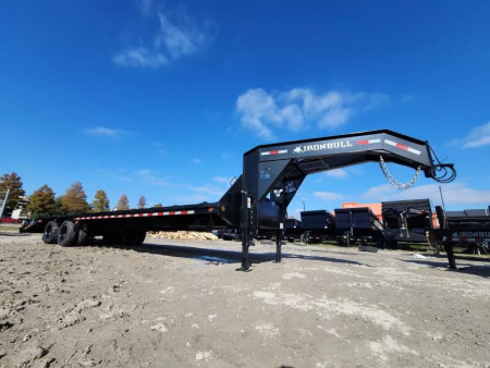 New 2026 Iron Bull FLG0232102 Flatbed Trailer 32' Gooseneck (27+5) Rampage Ramps