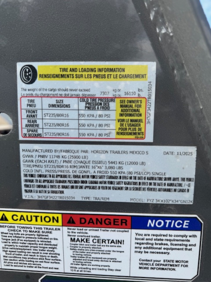 New 2026 Horizon Trailers FYZ 34' Gooseneck 12K Equipment Trailer