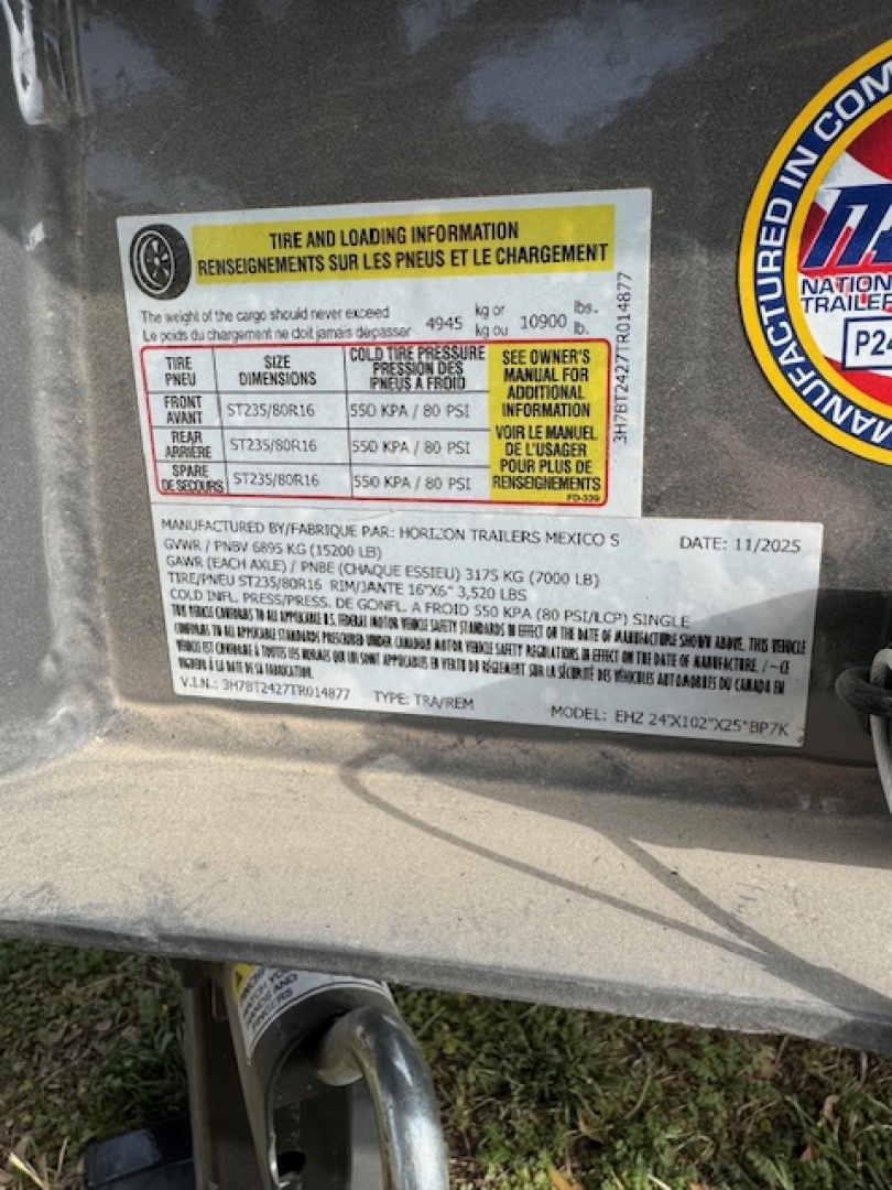 New 2026 Horizon Trailers EHZ 102" x 24' Equipment Trailer