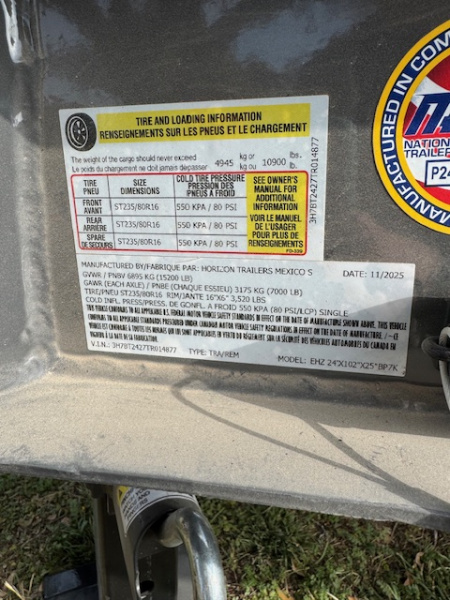 New 2026 Horizon Trailers EHZ 102" x 24' Equipment Trailer