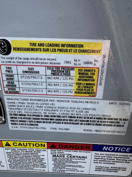 New 2026 Horizon Trailers HEH 24' Gooseneck 10k Equipment Trailer