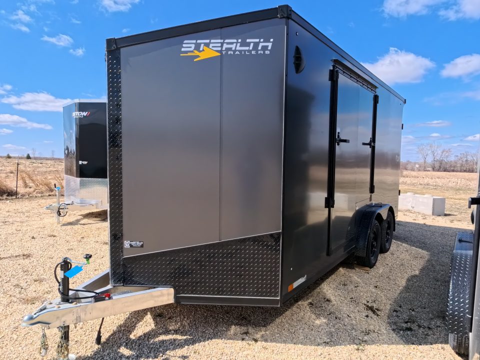 New 2026 Stealth Trailers 7.5 x 16 x 7 COBRA Enclosed Cargo with Sidewinder Side Escape Door, Rear Stabilizer Jacks, and 7K GVWR - Charcoal