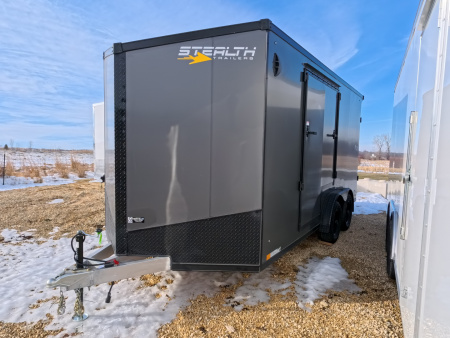 New 2026 Stealth Trailers 7.5 x 16 x 7 COBRA Enclosed Cargo with Sidewinder Side Escape Door, Rear Stabilizer Jacks, and 7K GVWR - Charcoal