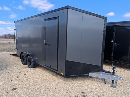 New 2026 Stealth Trailers 7.5 x 16 x 7 COBRA Enclosed Cargo with Sidewinder Side Escape Door, Rear Stabilizer Jacks, and 7K GVWR - Charcoal