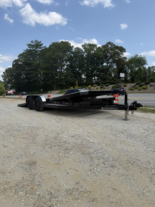 New 2026 Iron Bull TRB8320032 Car Hauler / 83" Wide x 20' Long / Gravity Tilt Car Hauler / 2-3500# Electric Brake Axles / Diamond Plate Steel Floor
