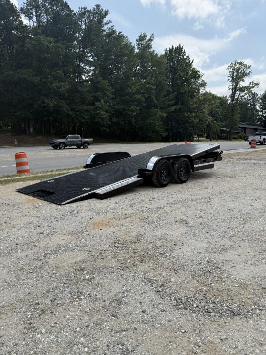 New 2026 Iron Bull TRB8320032 Car Hauler / 83" Wide x 20' Long / Gravity Tilt Car Hauler / 2-3500# Electric Brake Axles / Diamond Plate Steel Floor