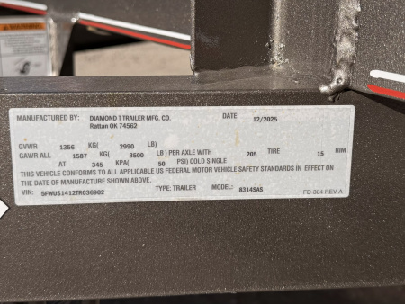 New 2026 Diamond T 7-14 Ramp Gate Utility 3K GVWR