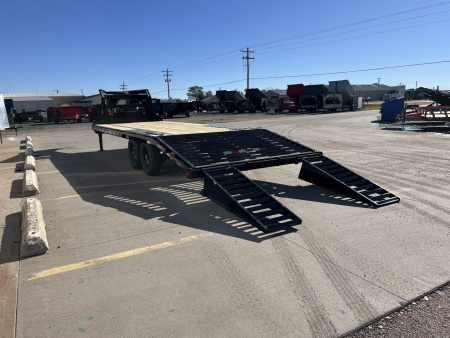 New 2026 PJ Trailers 25' X 102" Flatdeck 5' Dovetail With Ramps Flatbed Trailer
