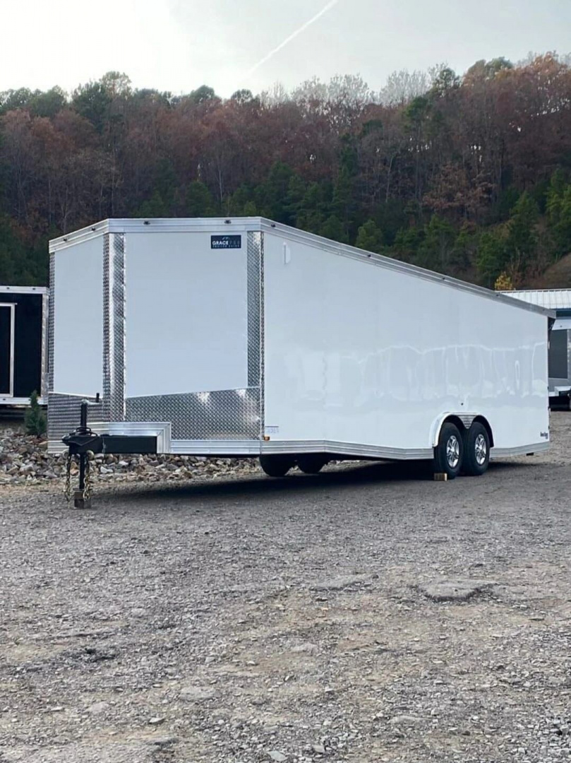 New 2026 GRACE PRO 8.5X26FT V-NOSE ENCLOSED TRAILER 6FT6 INTERIOR 5200LB AXLES