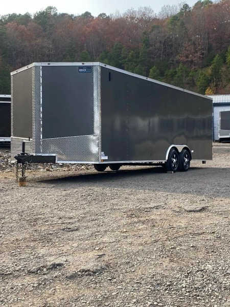 New 2026 GRACE PRO 8.5X24FT V-NOSE ENCLOSED TRAILER 6FT6 INTERIOR HEIGHT 3500LB AXLES