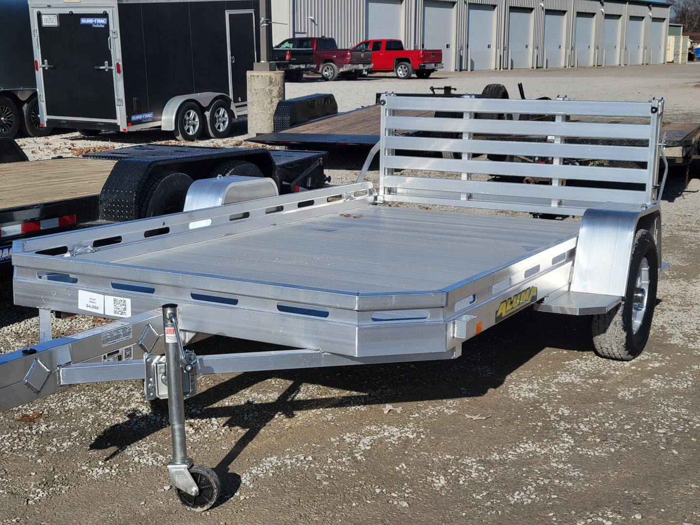 New 2026 Aluma 7712 Heavy Slotted Single Axle Bi-Fold Tailgate Utility Trailer