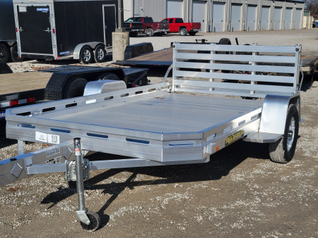 New 2026 Aluma 7712 Heavy Slotted Single Axle Bi-Fold Tailgate Utility Trailer