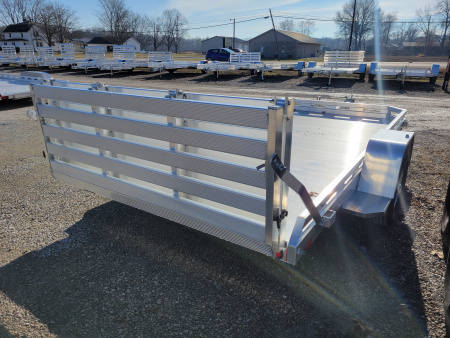 New 2026 Aluma 7712 Heavy Slotted Single Axle Bi-Fold Tailgate Utility Trailer