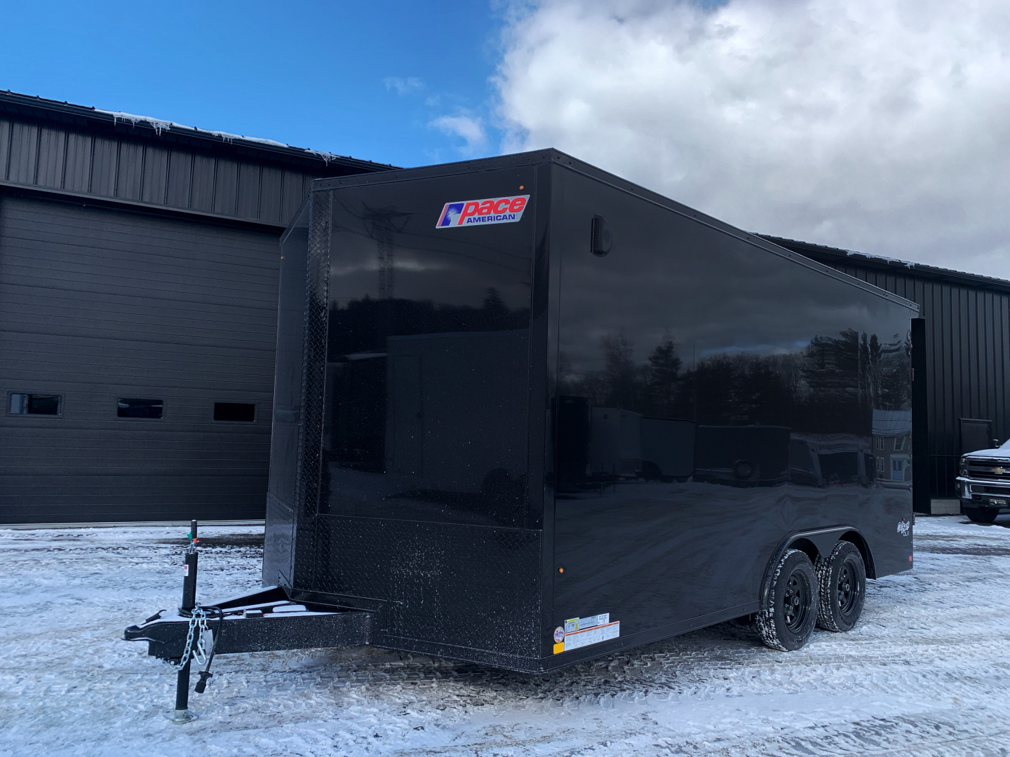 New 2026 Pace American 8.5x16 + 2ft V nose/ Rear Spoiler/ Polycore / 7' Int./ Blackout - 7000GVW