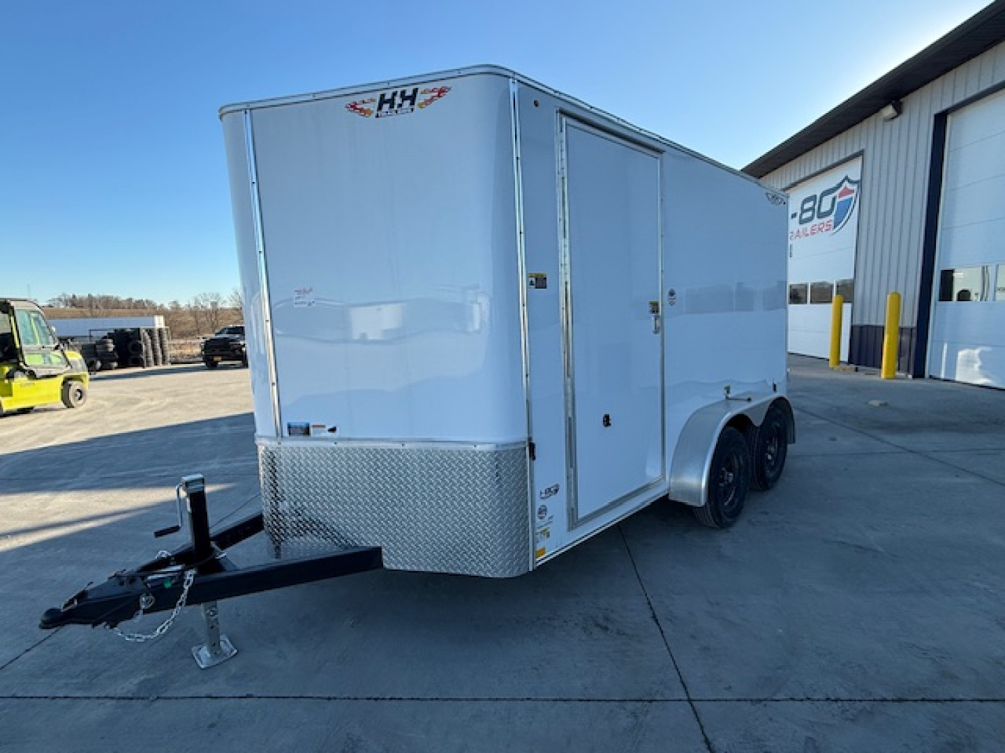 New 2026 H&H White 7'x12' 7k Flat Top V-Nose Enclosed Cargo Trailer