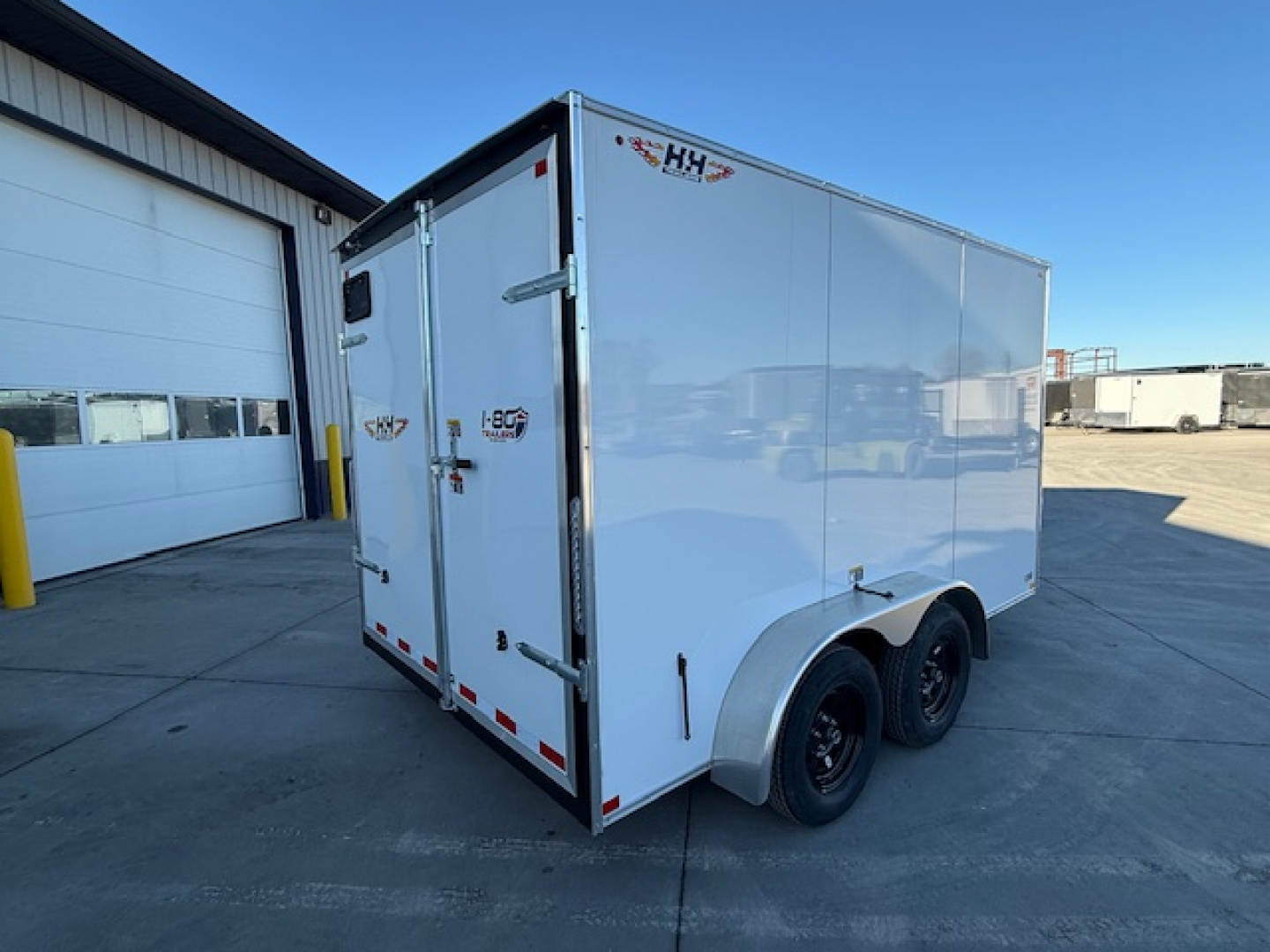 New 2026 H&H White 7'x12' 7k Flat Top V-Nose Enclosed Cargo Trailer