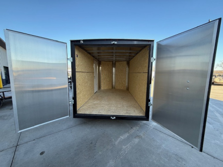 New 2026 H&H White 7'x12' 7k Flat Top V-Nose Enclosed Cargo Trailer