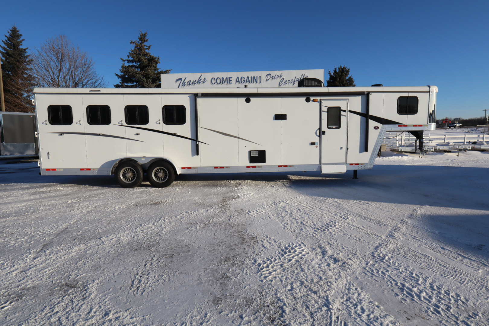 Used 2021 Bison Trailers 4 Horse LQ Slide-out Horse Trailer