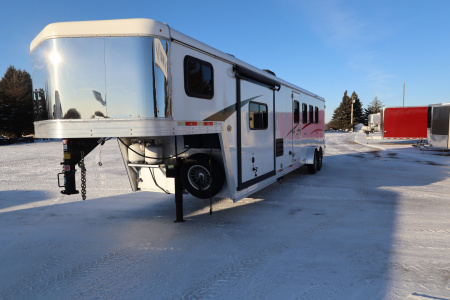 Used 2021 Bison Trailers 4 Horse LQ Slide-out Horse Trailer