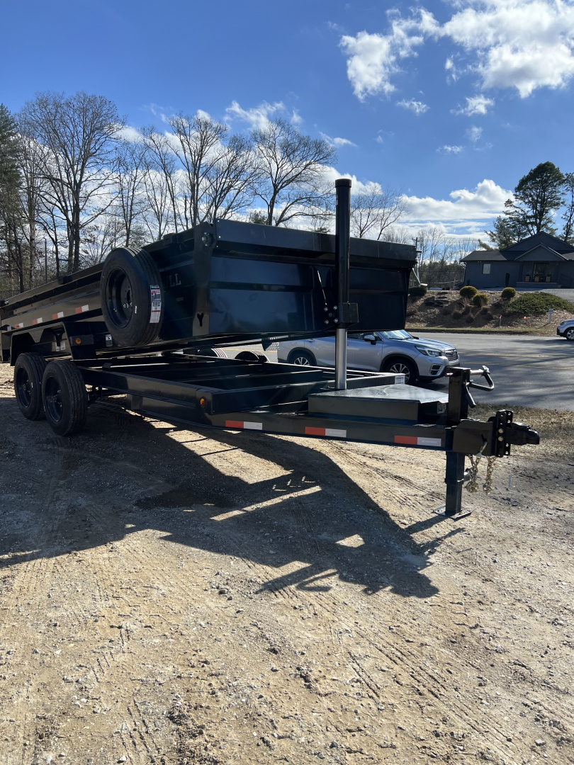 New 2026 Iron Bull Dump Trailer / DTB Series / 83" Wide x 16' Long / Telescopic Hoist / Aluminum Ramps / Tarp / 24" High Sides / 2- 8,000# Electric Brake Axles / 17.5" Tires & Wheels / Matching Spare Tire & Wheel
