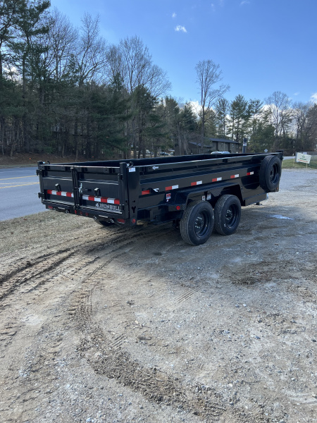 New 2026 Iron Bull Dump Trailer / DTB Series / 83" Wide x 16' Long / Telescopic Hoist / Aluminum Ramps / Tarp / 24" High Sides / 2- 8,000# Electric Brake Axles / 17.5" Tires & Wheels / Matching Spare Tire & Wheel