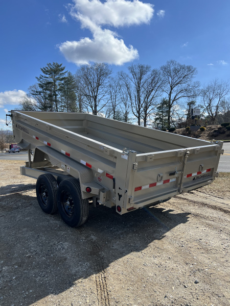 New 2026 Iron Bull Dump Trailer / DWB Series / 83" Wide x 14' Long / 2-7,000# Electric Brake Axles / Tarp / Aluminum Ramps / Combo Rear Gate / Desert Tan Powder Coat