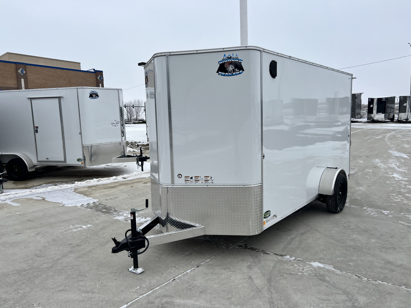 New 2026 Bighorn R&M 6x12 + 2V 6 inches Taller 78” Enclosed Rear Ramp Cargo Trailer