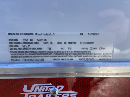 New 2026 United Trailers UXT 8.5X24 Car Hauler