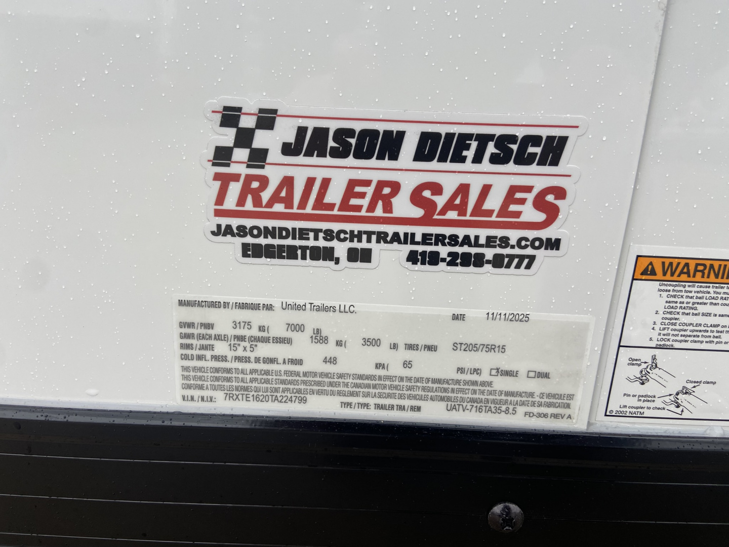 New 2026 United UATV 7X16 Enclosed Trailer