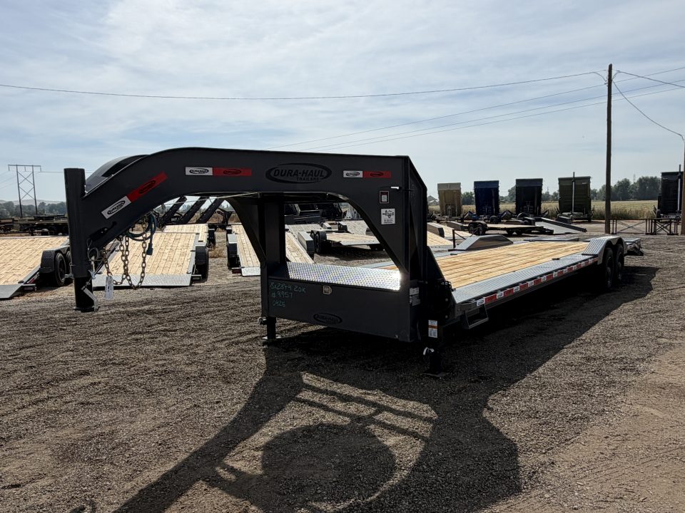 New 2025 Dura-Haul 8x28+4 20k Gooseneck Flatbed Equipment Trailer with Drive Over Fenders